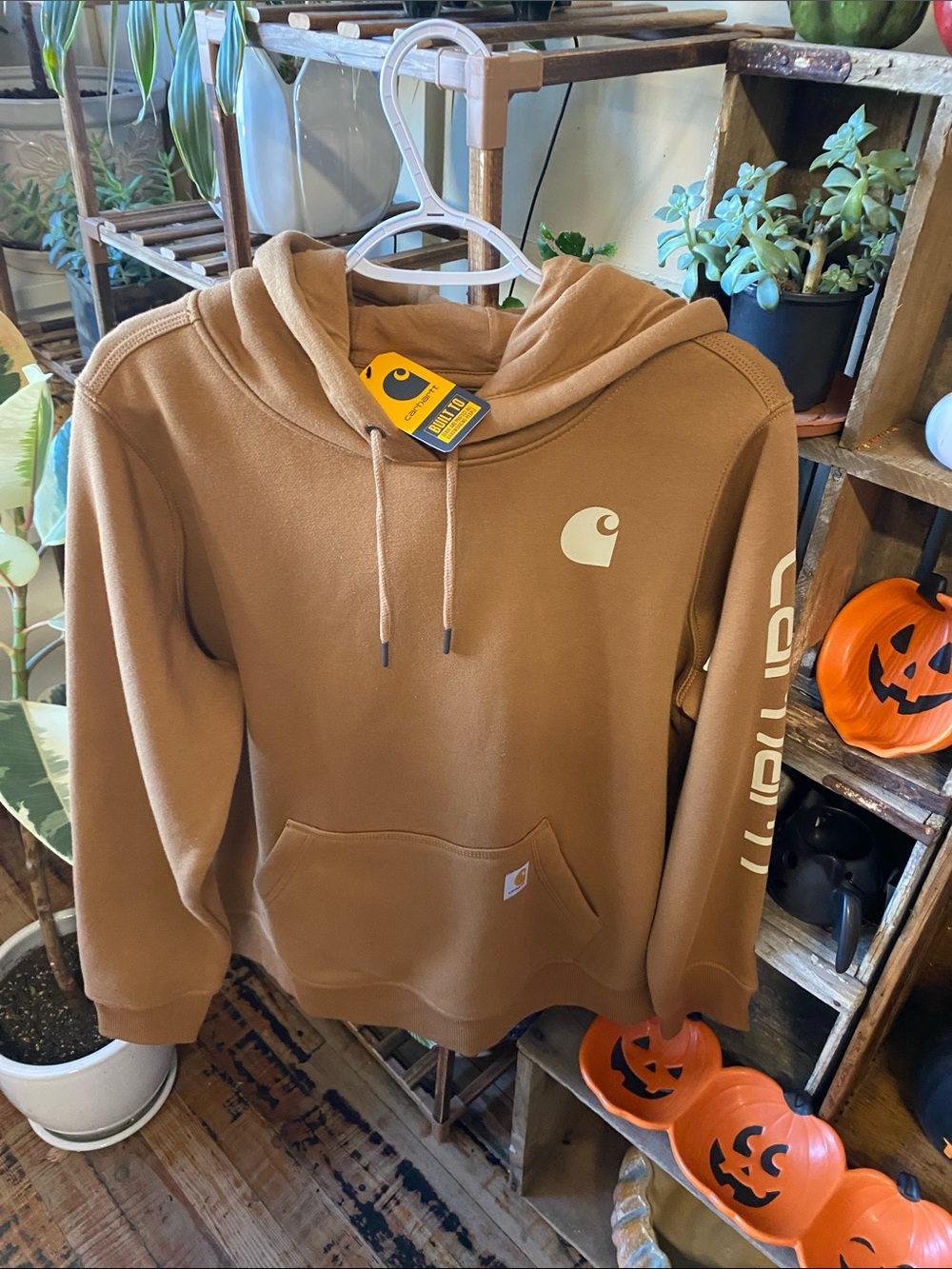 Carhartt Men’s Brown Crewneck Logo Hoodie